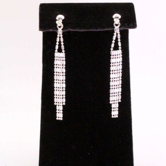 Contemporary Sterling Silver Dainty Drop Waterfall Necklace Earrings Set - Picture 3 of 7